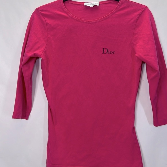 Authentic DIOR Pink 1/4 Sleeve Top Blouse Size M - Picture 1 of 4
